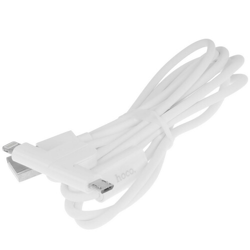 Купить Кабель круглый Hoco Lightning 8-pin, micro USB - USB 2.0 Type-A белый 1.2 м  9244455. Характеристики, отзывы и цены в Донецке