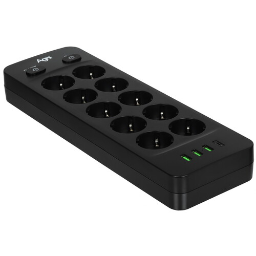 Купить Сетевой фильтр AGNI TP-FO4U10E-C черный  9289338. Характеристики, отзывы и цены в Донецке