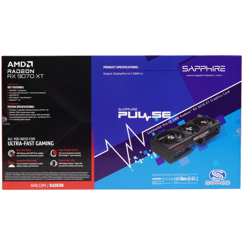 Купить Видеокарта Sapphire AMD Radeon RX 9070 XT PULSE GAMING  5622616. Характеристики, отзывы и цены в Донецке