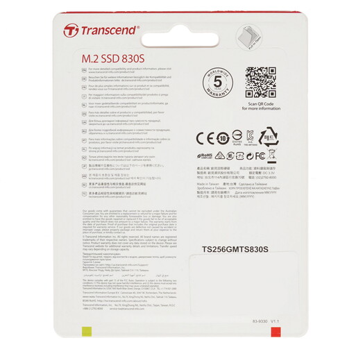 Купить 256 ГБ M.2 SATA накопитель Transcend MTS830S [TS256GMTS830S]  1354950. Характеристики, отзывы и цены в Донецке