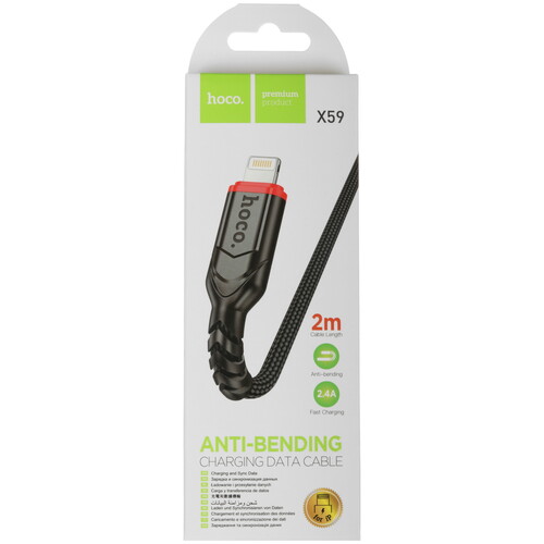 Купить Кабель круглый Hoco Lightning 8-pin - USB 2.0 Type-A черный 2 м  5475125. Характеристики, отзывы и цены в Донецке
