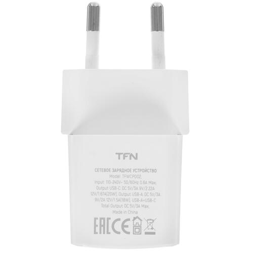 Купить Сетевое зарядное устройство TFN NANO A+C PD 20W белый  5076579. Характеристики, отзывы и цены в Донецке