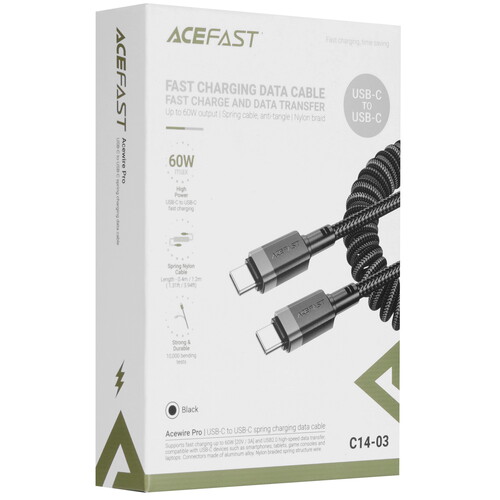 Купить Кабель витой ACEFAST USB Type-C - USB Type-C черный 1.2 м  9258682. Характеристики, отзывы и цены в Донецке