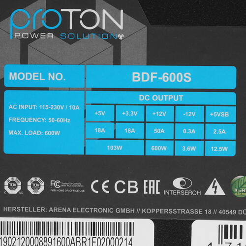 Купить Блок питания Chieftec Proton 600W [BDF-600S] черный  1215333. Характеристики, отзывы и цены в Донецке