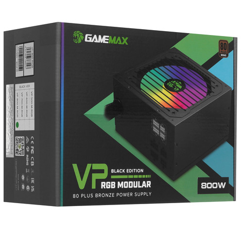 Купить Блок питания GameMax VP-800 Modular RGB  черный  5370875. Характеристики, отзывы и цены в Донецке