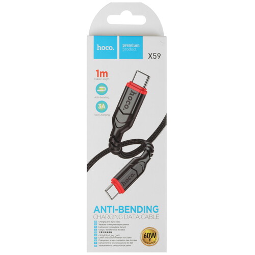 Купить Кабель круглый Hoco USB Type-C - USB Type-C черный 1 м  5474990. Характеристики, отзывы и цены в Донецке