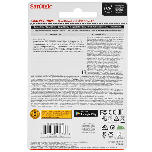 Купить Память OTG USB Flash 1024 ГБ SanDisk Ultra Dual Drive Luxe  9902562. Характеристики, отзывы и цены в Донецке