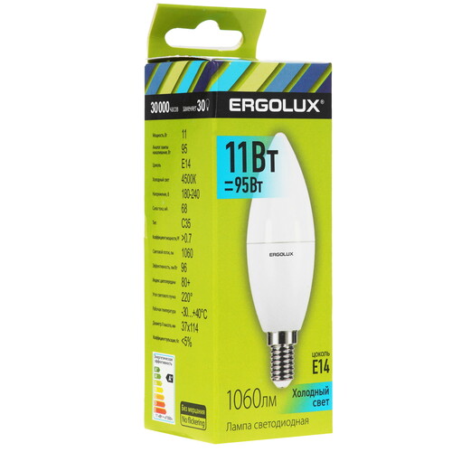 Купить Лампа светодиодная Ergolux LED-C35-11W-E14-4K  5467559. Характеристики, отзывы и цены в Донецке