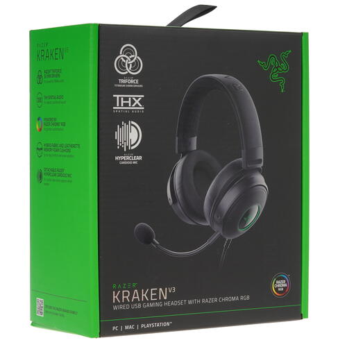 Купить Проводные наушники Razer Kraken V3 черный  5014287. Характеристики, отзывы и цены в Донецке