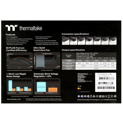 Купить Блок питания Thermaltake Toughpower PF3 1050W  5638553. Характеристики, отзывы и цены в Донецке