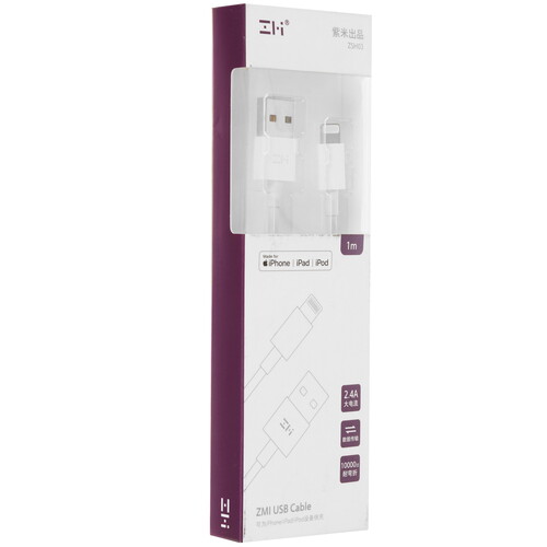 Купить Кабель круглый ZMI Lightning 8-pin MFI - USB 2.0 Type-A белый 1 м  5480000. Характеристики, отзывы и цены в Донецке