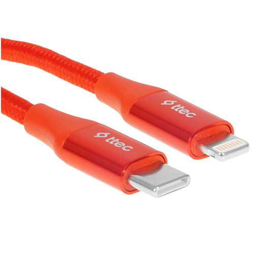 Купить Кабель круглый TTEC Lightning 8-pin - USB Type-C красный 1.5 м  9202629. Характеристики, отзывы и цены в Донецке