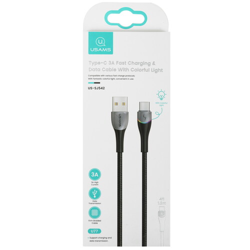 Купить Кабель круглый USAMS USB Type-C - USB 2.0 Type-A черный 1 м  5480406. Характеристики, отзывы и цены в Донецке