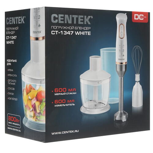 Купить Блендер погружной Centek CT-1347 белый  8156557. Характеристики, отзывы и цены в Донецке