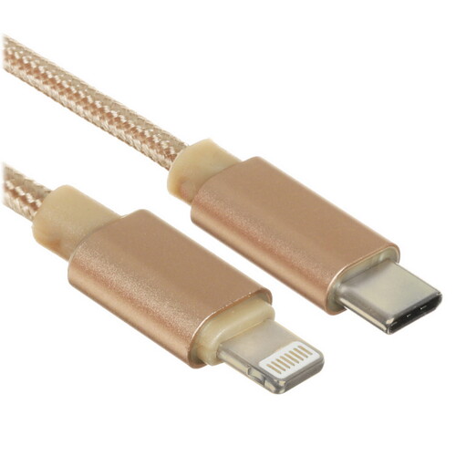 Купить Кабель круглый Атом Lightning 8-pin - USB Type-C золотистый 1.8 м  5480099. Характеристики, отзывы и цены в Донецке