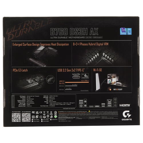 Купить Материнская плата GIGABYTE B760 DS3H AX  5402211. Характеристики, отзывы и цены в Донецке
