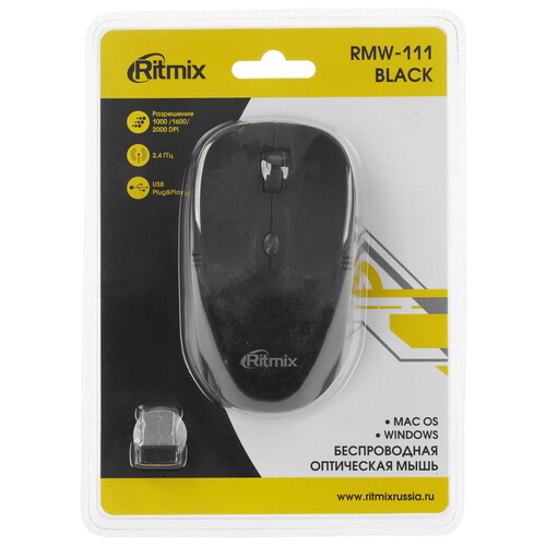 Купить Мышь беспроводная Ritmix RMW-111  черный  8135708. Характеристики, отзывы и цены в Донецке