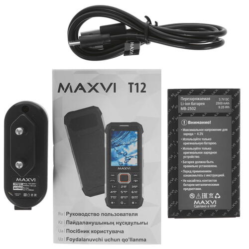 Купить Сотовый телефон Maxvi T12 черный  5033241. Характеристики, отзывы и цены в Донецке