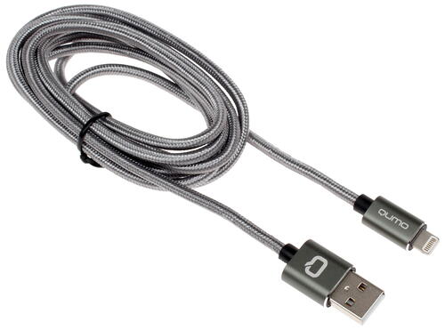 Купить Кабель круглый QUMO Lightning 8-pin MFI - USB 2.0 Type-A серый 2 м  1138751. Характеристики, отзывы и цены в Донецке