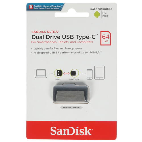 Купить Память OTG USB Flash 64 ГБ SanDisk Ultra Dual [SDDDC2-064G-G46]  1117105. Характеристики, отзывы и цены в Донецке