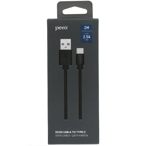 Купить Кабель круглый PERO USB Type-C - USB 2.0 Type-A черный 2 м  5075840. Характеристики, отзывы и цены в Донецке