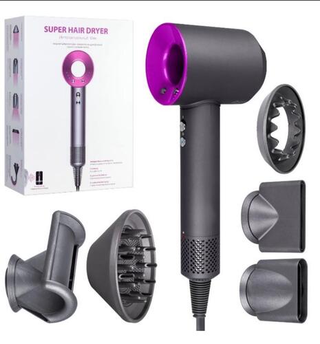 Купить Фен Super hair dryer HD-08 ceрый/фиолетовый  9137464. Характеристики, отзывы и цены в Донецке
