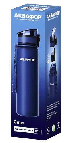 Купить Фильтр-бутылка Аквафор Сити 519741 синий  9182657. Характеристики, отзывы и цены в Донецке