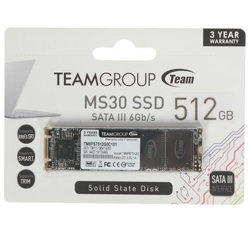Купить 512 ГБ M.2 SATA накопитель TEAMGROUP MS30 [TM8PS7512G0C101]  1296327. Характеристики, отзывы и цены в Донецке