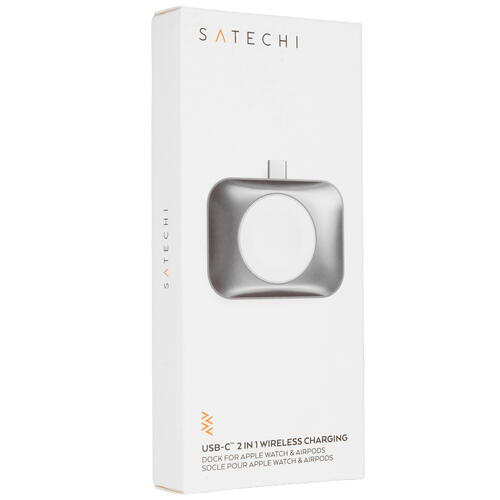 Купить Беспроводное зарядное устройство Satechi USB-C 2-in-1 Wireless Charging Dock серый  9122110. Характеристики, отзывы и цены в Донецке