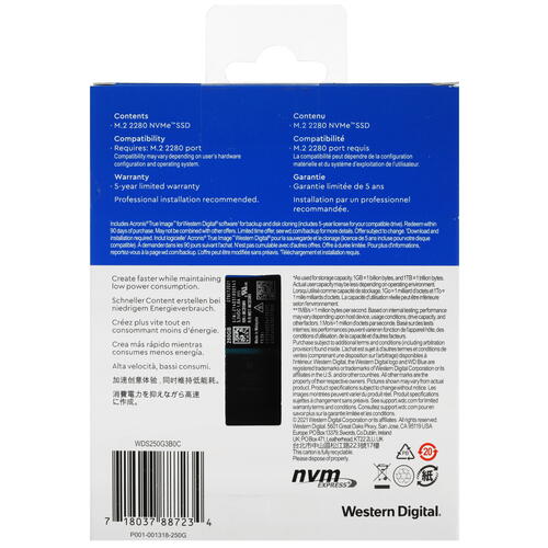 Купить 250 ГБ M.2 NVMe накопитель WD Blue SN570 [WDS250G3B0C]  5065221. Характеристики, отзывы и цены в Донецке