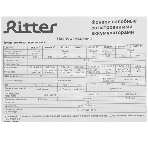 Купить Фонарь Ritter 56205 8  9227088. Характеристики, отзывы и цены в Донецке