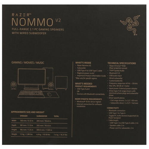 Купить Колонки Razer Nommo V2 черный  5416097. Характеристики, отзывы и цены в Донецке