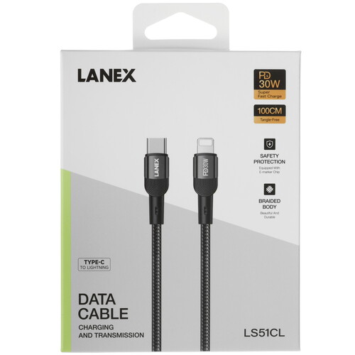 Купить Кабель круглый LANEX USB Type-C - USB Type-C серый 1 м  9280487. Характеристики, отзывы и цены в Донецке