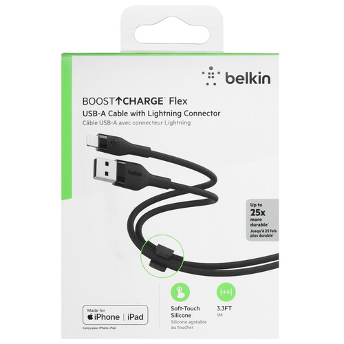 Купить Кабель круглый Belkin Lightning 8-pin - USB 2.0 Type-A черный 1 м  5605595. Характеристики, отзывы и цены в Донецке