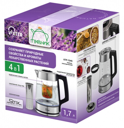 Купить Электрочайник Vixter KTP-1345 серебристый  9179097. Характеристики, отзывы и цены в Донецке