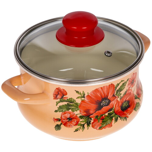 Купить Кастрюля METROT Маки 348279 2 л 16 см розовый  9211014. Характеристики, отзывы и цены в Донецке