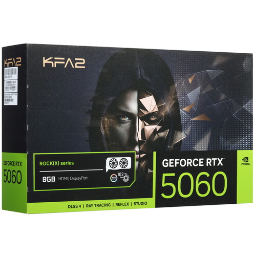 Купить Видеокарта KFA2 GeForce RTX 5060 ROCK(X) OC 2FAN RGB Black [56NSN8MDDAEK]  5629289. Характеристики, отзывы и цены в Донецке