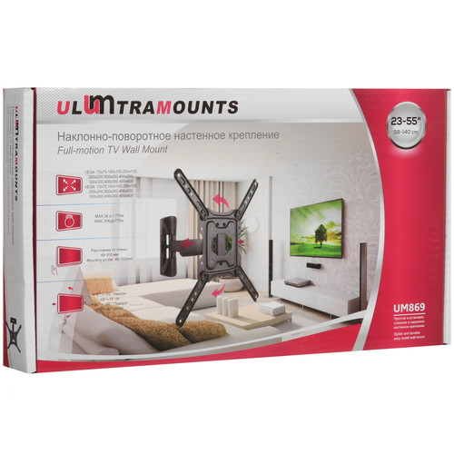 Купить Кронштейн для ТВ UltraMounts UM869 черный  9200241. Характеристики, отзывы и цены в Донецке