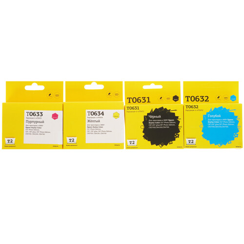 Купить Набор картриджей T2 IC-ET0635 голубой, желтый, пурпурный, черный  9115304. Характеристики, отзывы и цены в Донецке