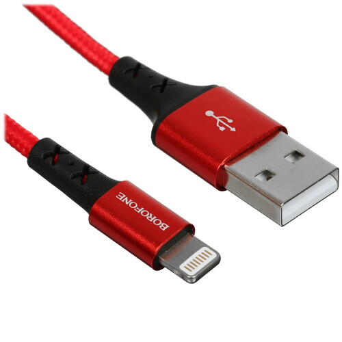 Купить Кабель круглый Borofone Lightning 8-pin - USB 2.0 Type-A красный 1 м  5475059. Характеристики, отзывы и цены в Донецке