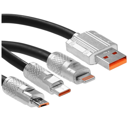 Купить Кабель круглый ZDK Lightning 8-pin, micro USB, USB Type-C - USB 2.0 Type-A черный 1.2 м  9183215. Характеристики, отзывы и цены в Донецке