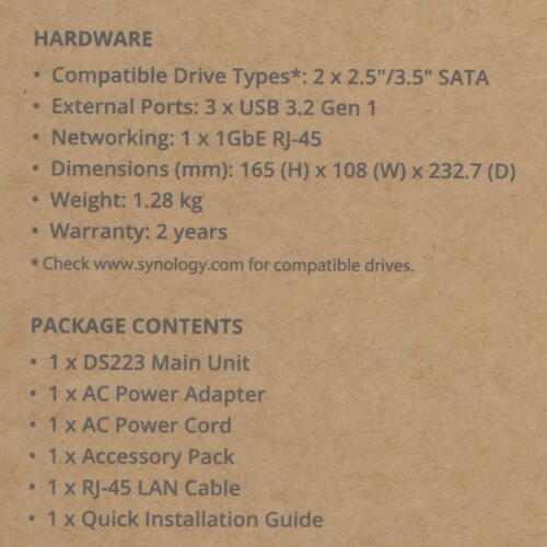 Купить Сетевое хранилище (NAS) Synology Disk Station DS223  5401215. Характеристики, отзывы и цены в Донецке