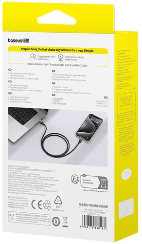 Купить Кабель круглый Baseus USB Type-C - USB Type-C черный 1 м  5627550. Характеристики, отзывы и цены в Донецке