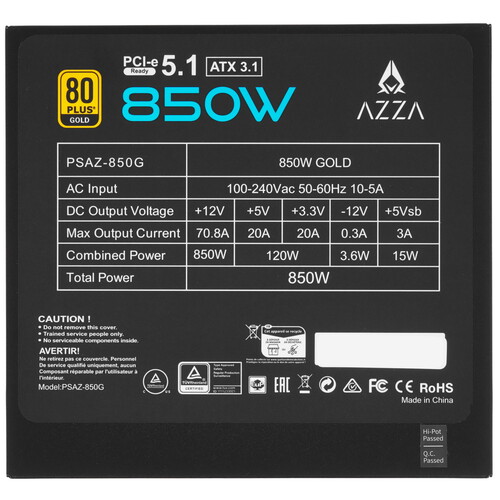 Купить Блок питания Azza PSAZ-850G  5614612. Характеристики, отзывы и цены в Донецке