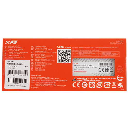 Купить Оперативная память ADATA XPG Lancer [AX5U6000C3016G-CLAWH] 16 ГБ  5096540. Характеристики, отзывы и цены в Донецке