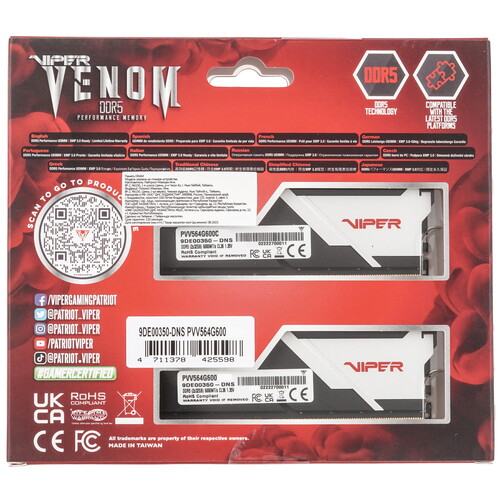 Купить Оперативная память Patriot Viper Venom [PVV564G600C36K] 64 ГБ  5449930. Характеристики, отзывы и цены в Донецке