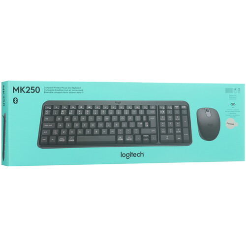 Купить Клавиатура+мышь беспроводная   Logitech MK250 Compact черный  5644263. Характеристики, отзывы и цены в Донецке