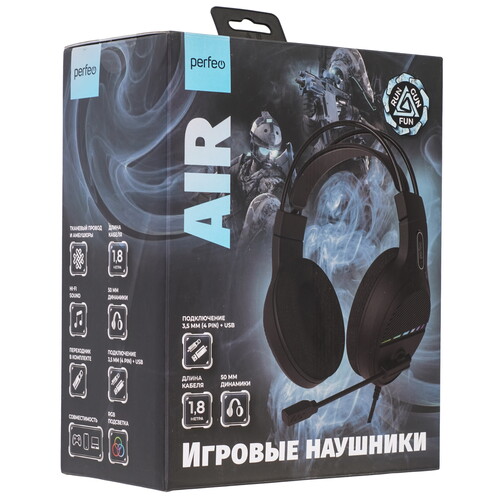 Купить Проводные наушники Perfeo RGF AIR черный 2024  9174232. Характеристики, отзывы и цены в Донецке