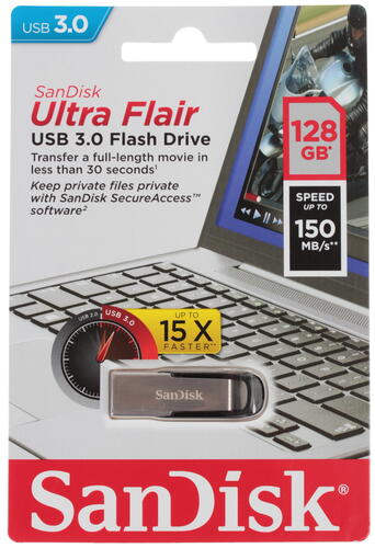 Купить Память USB Flash 128 ГБ SanDisk Ultra Flair [SDCZ73-128G-G46]  1094851. Характеристики, отзывы и цены в Донецке