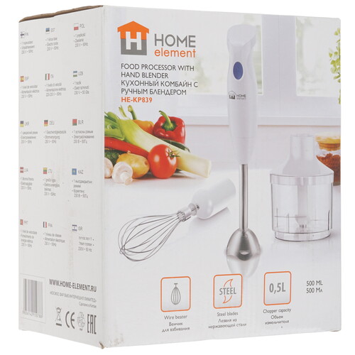 Купить Блендер погружной HOME ELEMENT HE-KP839 светлый рубин белый  9033667. Характеристики, отзывы и цены в Донецке